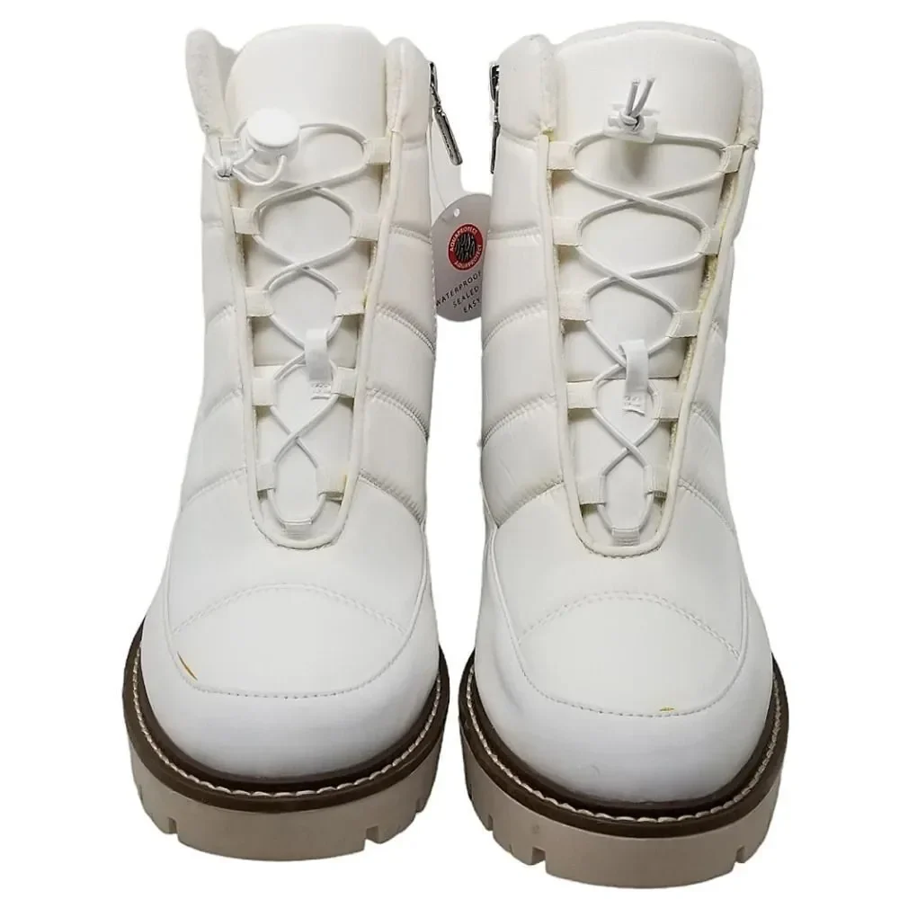 Blondo Daisy  Waterproof Lug Sole Boot in White Nylon